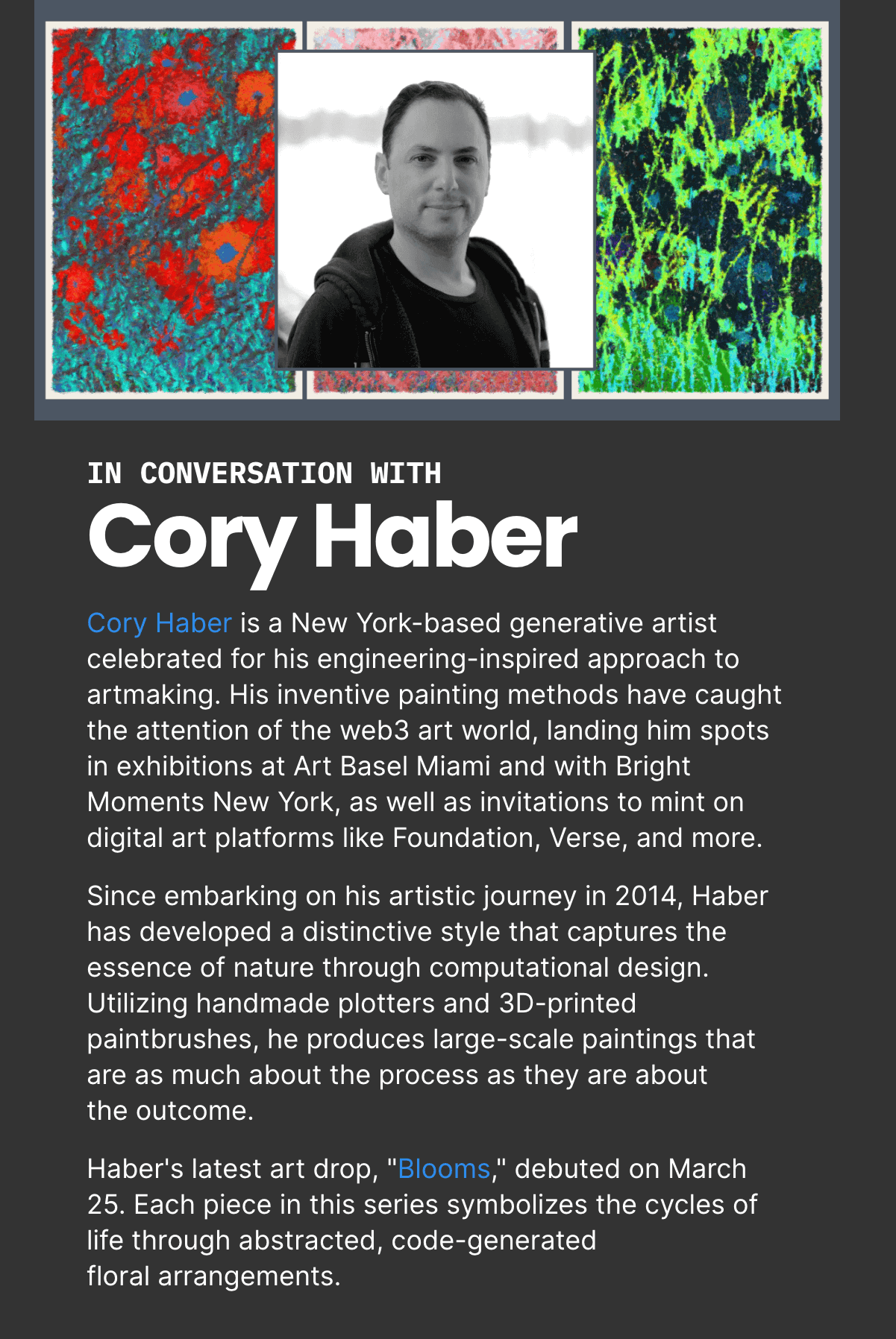 In Conversation with Cory Haber